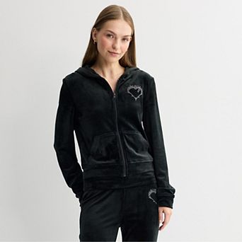 Juniors' Pink Republic Velour Zip Hoodie