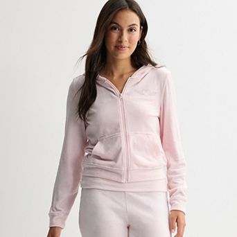 Juniors' Pink Republic Velour Zip Hoodie