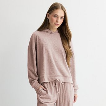 Juniors' Pink Republic Sculpted Velour Hoodie