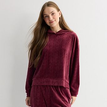 Juniors' Pink Republic Sculpted Velour Hoodie