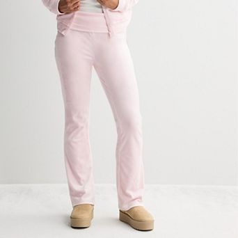 Juniors' Pink Republic Velour Foldover Pants