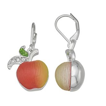 Napier Silver Tone Apple Drop Earrings