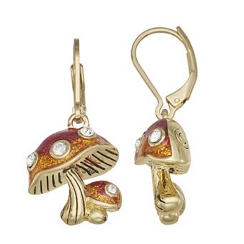 Napier Gold Tone Mushroom Drop Earrings