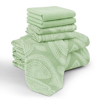 Lux Decor 6 pc Premium Microfiber Sheet Set, Ultra Soft Solid & Printed Bed Sheets with Pillowcases
