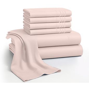 Lux Decor 6 pc Premium Microfiber Sheet Set, Ultra Soft Solid & Printed Bed Sheets with Pillowcases