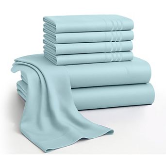 Lux Decor 6 pc Premium Microfiber Sheet Set, Ultra Soft Solid & Printed Bed Sheets with Pillowcases