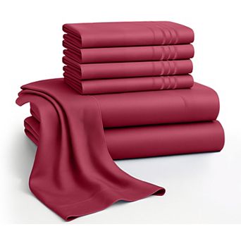 Lux Decor 6 pc Premium Microfiber Sheet Set, Ultra Soft Solid & Printed Bed Sheets with Pillowcases