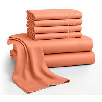 Lux Decor 6 pc Premium Microfiber Sheet Set, Ultra Soft Solid & Printed Bed Sheets with Pillowcases