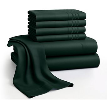 Lux Decor 6 pc Premium Microfiber Sheet Set, Ultra Soft Solid & Printed Bed Sheets with Pillowcases