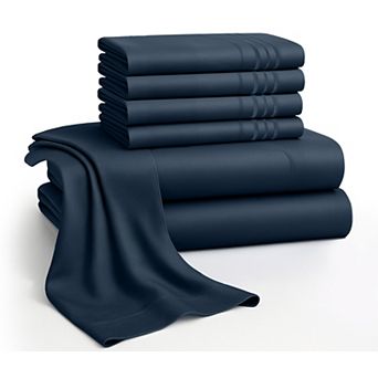 Lux Decor 6 pc Premium Microfiber Sheet Set, Ultra Soft Solid & Printed Bed Sheets with Pillowcases