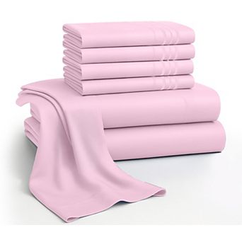 Lux Decor 6 pc Premium Microfiber Sheet Set, Ultra Soft Solid & Printed Bed Sheets with Pillowcases