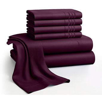 Lux Decor 6 pc Premium Microfiber Sheet Set, Ultra Soft Solid & Printed Bed Sheets with Pillowcases