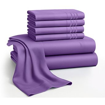 Lux Decor 6 pc Premium Microfiber Sheet Set, Ultra Soft Solid & Printed Bed Sheets with Pillowcases