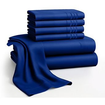Lux Decor 6 pc Premium Microfiber Sheet Set, Ultra Soft Solid & Printed Bed Sheets with Pillowcases