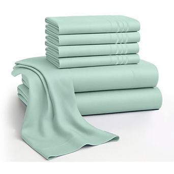 Lux Decor 6 pc Premium Microfiber Sheet Set, Ultra Soft Solid & Printed Bed Sheets with Pillowcases