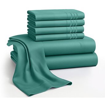 Lux Decor 6 pc Premium Microfiber Sheet Set, Ultra Soft Solid & Printed Bed Sheets with Pillowcases