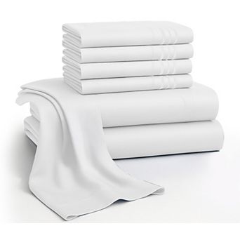 Lux Decor 6 pc Premium Microfiber Sheet Set, Ultra Soft Solid & Printed Bed Sheets with Pillowcases