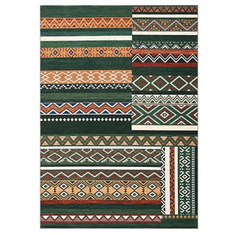 Area Rug, Washable Abstract Faux Wool Area Rug, Non-Slip Low-Pile Carpet for Home, Office