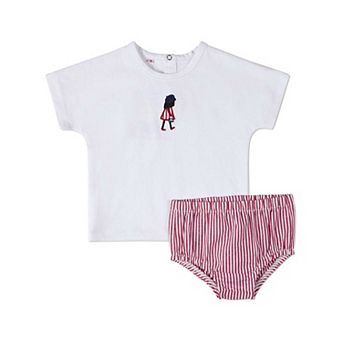 2 pc Baby and Toddler Girls "The Girl's Favorite Purse" Embroidered Bloomer Set