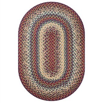 Homespice Naverland Braided Rug for American Country Decor Brown/Multicolor Rug of Printed Fabric