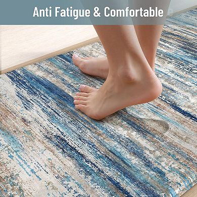 BOGASYL 2 PCS Non-Slip Kitchen Rug Set Anti Fatigue Kitchen Mats for Floor, 17"x47"+17"x29"