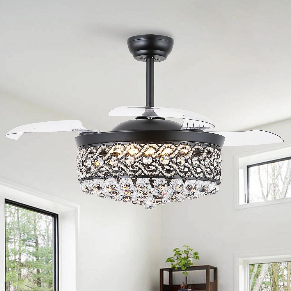 48 In Crystal Invisible Ceiling Fan with LED DC Motor Remote 6 Speed ...