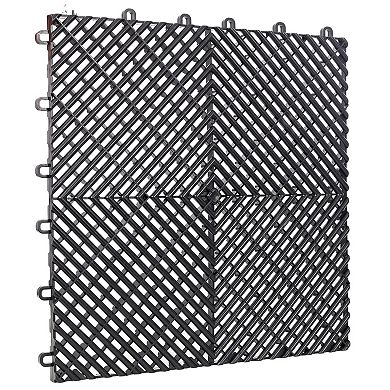 Loheer 25pcs Interlocking Garage Floor Tiles,Non-Slip Drainage Mats for Outdoor & Kitchen,Garage
