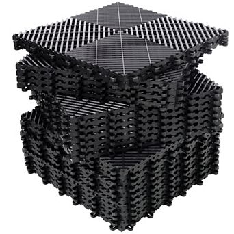 Loheer 25 pc Interlocking Garage Floor Tiles,Non-Slip Drainage Mats for Outdoor & Kitchen,Garage
