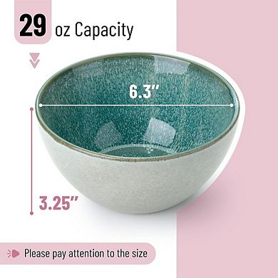 Ceramic Cereal & Soup Bowls Set, 29oz, 6-Pack, Microwave & Dishwasher Safe