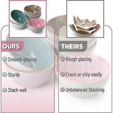 Ceramic Cereal & Soup Bowls Set, 29oz, 6-Pack, Microwave & Dishwasher Safe