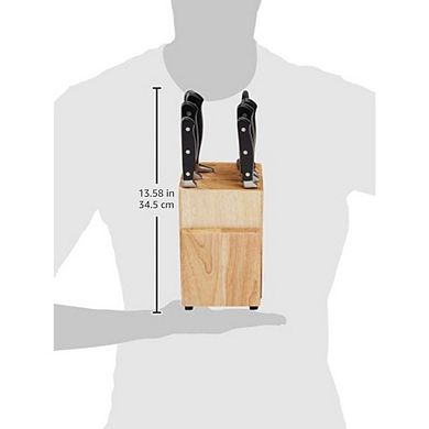 9-Piece High-Carbon Stainless Steel Kitchen Knife Set with Pine Wood Block Ergonomic Handles