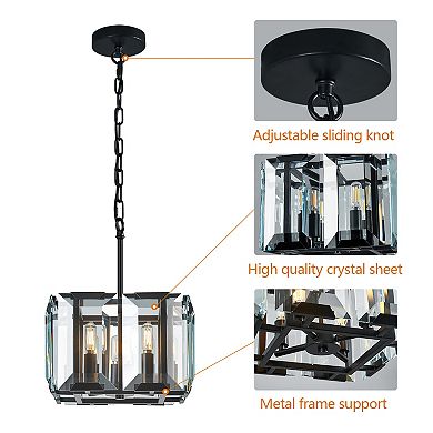 4-Light Modern Crystal Chandelier for Kitchen & Dining Room