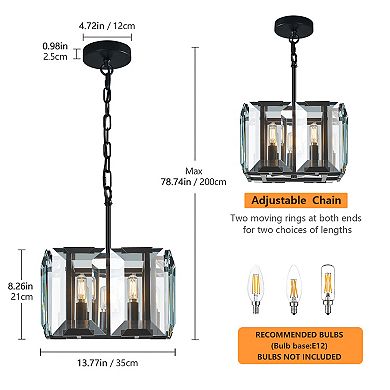 4-Light Modern Crystal Chandelier for Kitchen & Dining Room