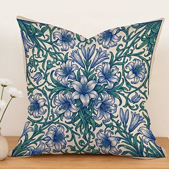 William Morris Botanical Floral Decorative Throw Pillow, 18" Flowers Print Outdoor Pillow Cover