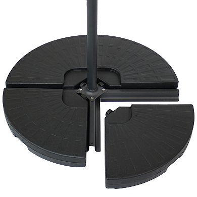 Sunnydaze 10' Offset Patio Umbrella with 4-Piece Round Base Set