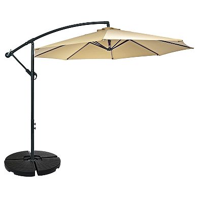 Sunnydaze 10' Offset Patio Umbrella with 4-Piece Round Base Set