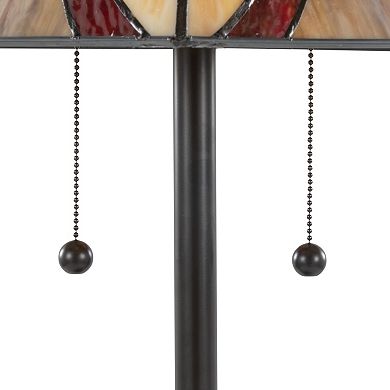 Loheer Art Glass Shade Floor Lamp with Pull Chains