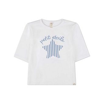 Girls "Petit Etoile" Cotton-Rich Star-Themed 3/4-Sleeve T-Shirt