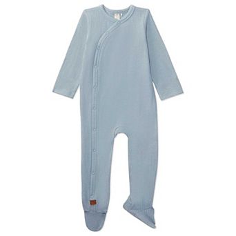 Ribbed Solid Cotton Side Snap Footie