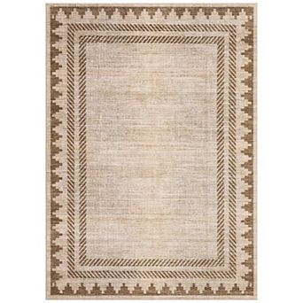 Modern Geometric Machine Washable Rug with Non Slip Backing Low Pile Non Shedding Floor Covering