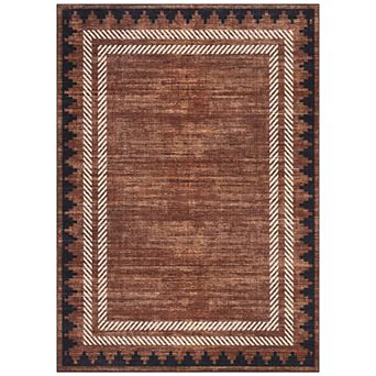 Modern Geometric Machine Washable Rug with Non Slip Backing Low Pile Non Shedding Floor Covering