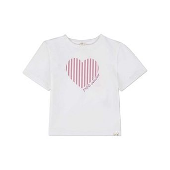 Girls "Petit Amour" Heart-Themed Cotton-Rich Short-Sleeve T-Shirt