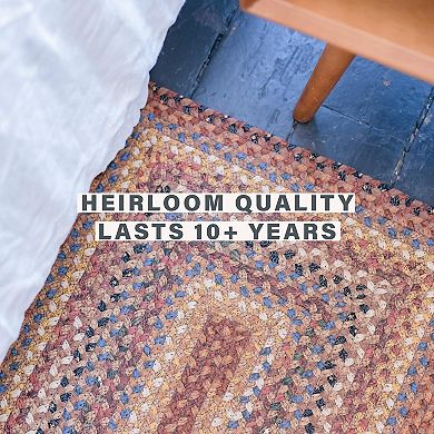 Homespice Biscoti Braided Rug Soft Cotton Fabric Brown/Multicolor Rug for Rustic Decor