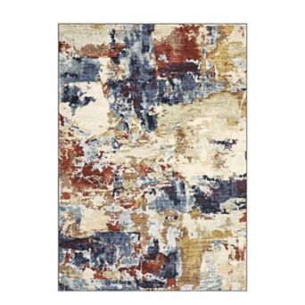 Modern Abstract Washable Rug Non-Slip Abstract Area Rug, Stain-Resistant Low Pile Indoor Carpet