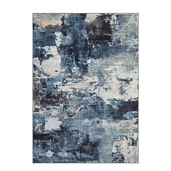 Modern Abstract Washable Rug Non-Slip Abstract Area Rug, Stain-Resistant Low Pile Indoor Carpet