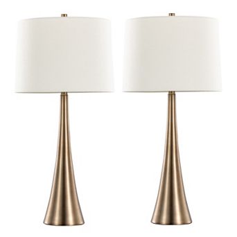 Loheer 29" Diana Contemporary Metal Table Lamp Set of 2 with Linen Shade