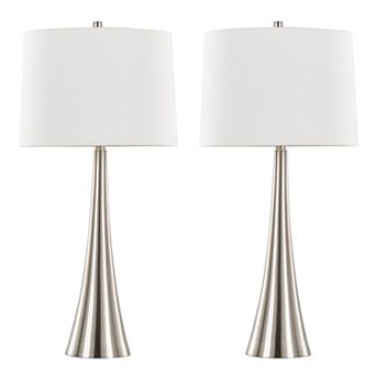 Loheer 29" Diana Contemporary Metal Table Lamp Set of 2 with Linen Shade