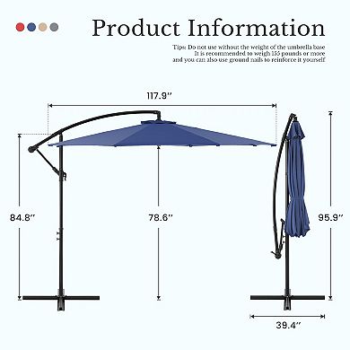 YIORTWO 9.8 FT Offset Patio Umbrella Cantilever Sun Shade with Tilt and Vent