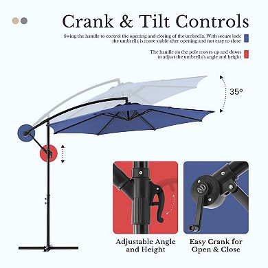 YIORTWO 9.8 FT Offset Patio Umbrella Cantilever Sun Shade with Tilt and Vent