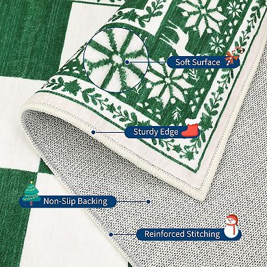 Checkered Christmas Area Rug Non-Slip, Washable Carpet Holiday Decor